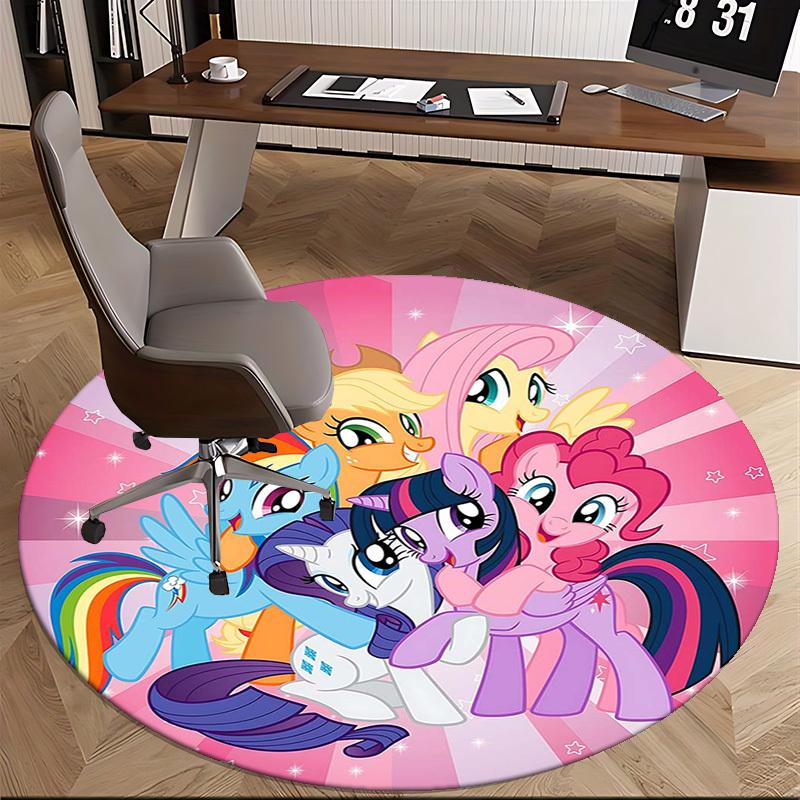1 шт. Коврик круглый My Little Pony Дружба — это волшебство, Дизайн с персонажами аниме-мультфильма, Коврик под офисное кресло, Нескользящий ковер для декора дома, Гостиной, Спальни