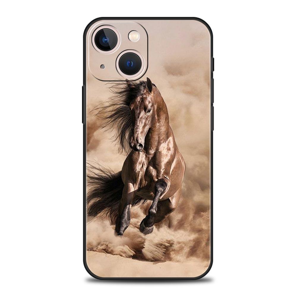 Чехол для телефона с изображением животного Лошадь для iPhone 17 16 15 14 13 12 Pro Max 11 Pro Max 17 AIR Plus Ударопрочный Мягкий ТПУ Чехол Fundas Capas