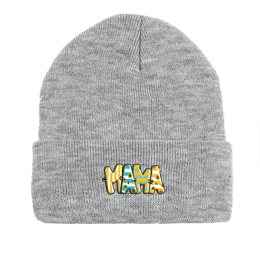 MAMA" Winter Knit Hat Beanie, Mother Woman Cap Warm Versatile Hip Hop Pompom Beanies Knitted Cap Beanie