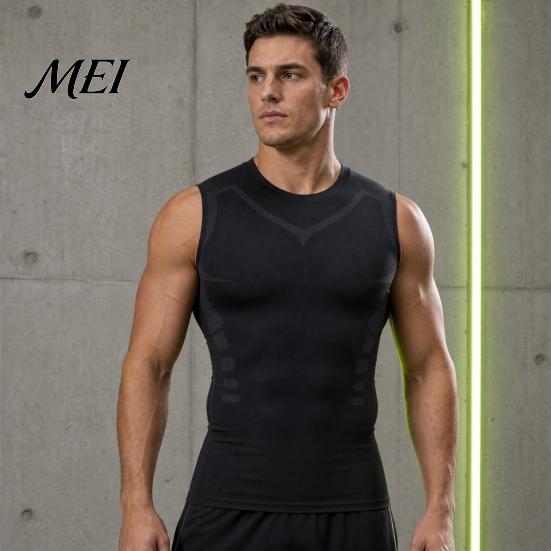 Calorie Burning Compression Vest Men's Tank Top, High Stretch Quick Dry Athletic for Basketball Core Tightening Workout Running, Posture Corrector