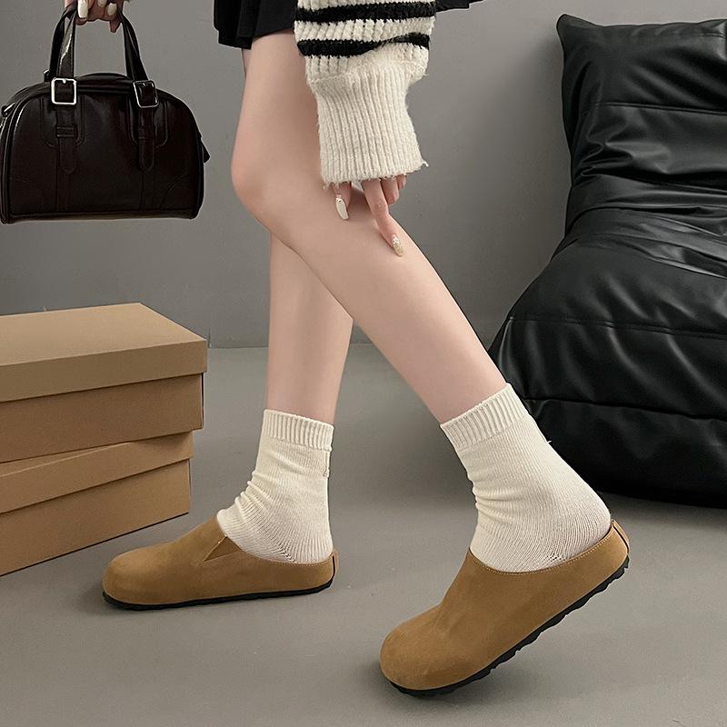 Простые сумки-головы полутапочки женские для улицы на плоской подошве весенние новые однопедальные из мягкой кожи балетки