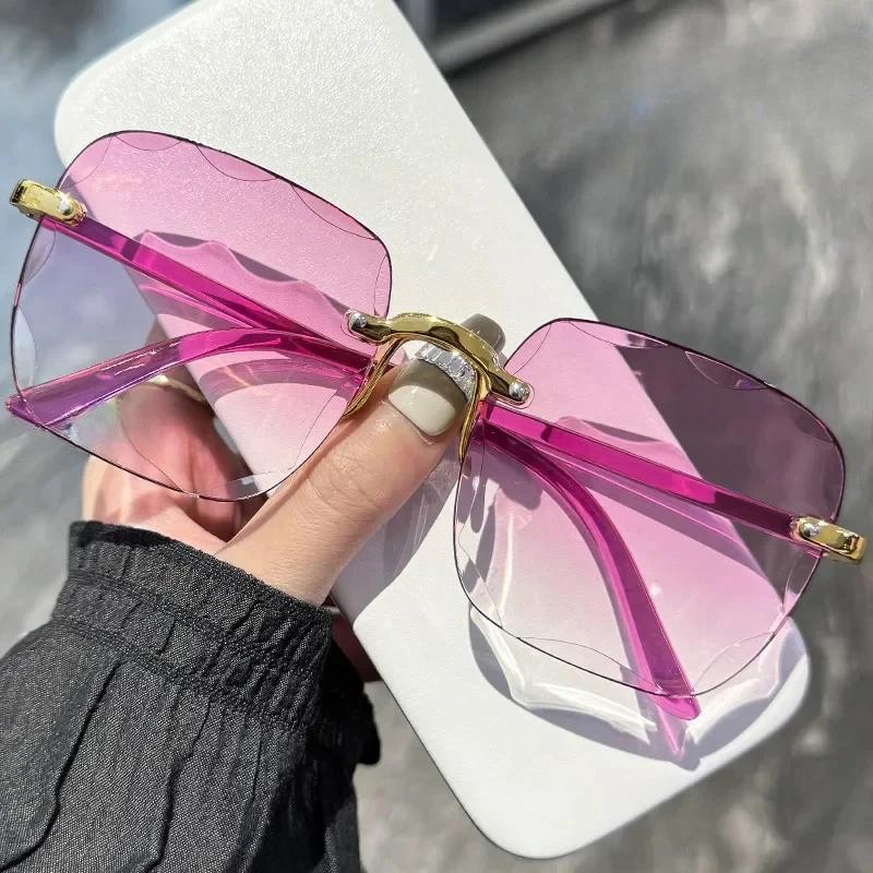 Square Sunglasses Woman Fashion Rimless Gradient Sun Glasses Brand Designer Sun Glasses for Women
