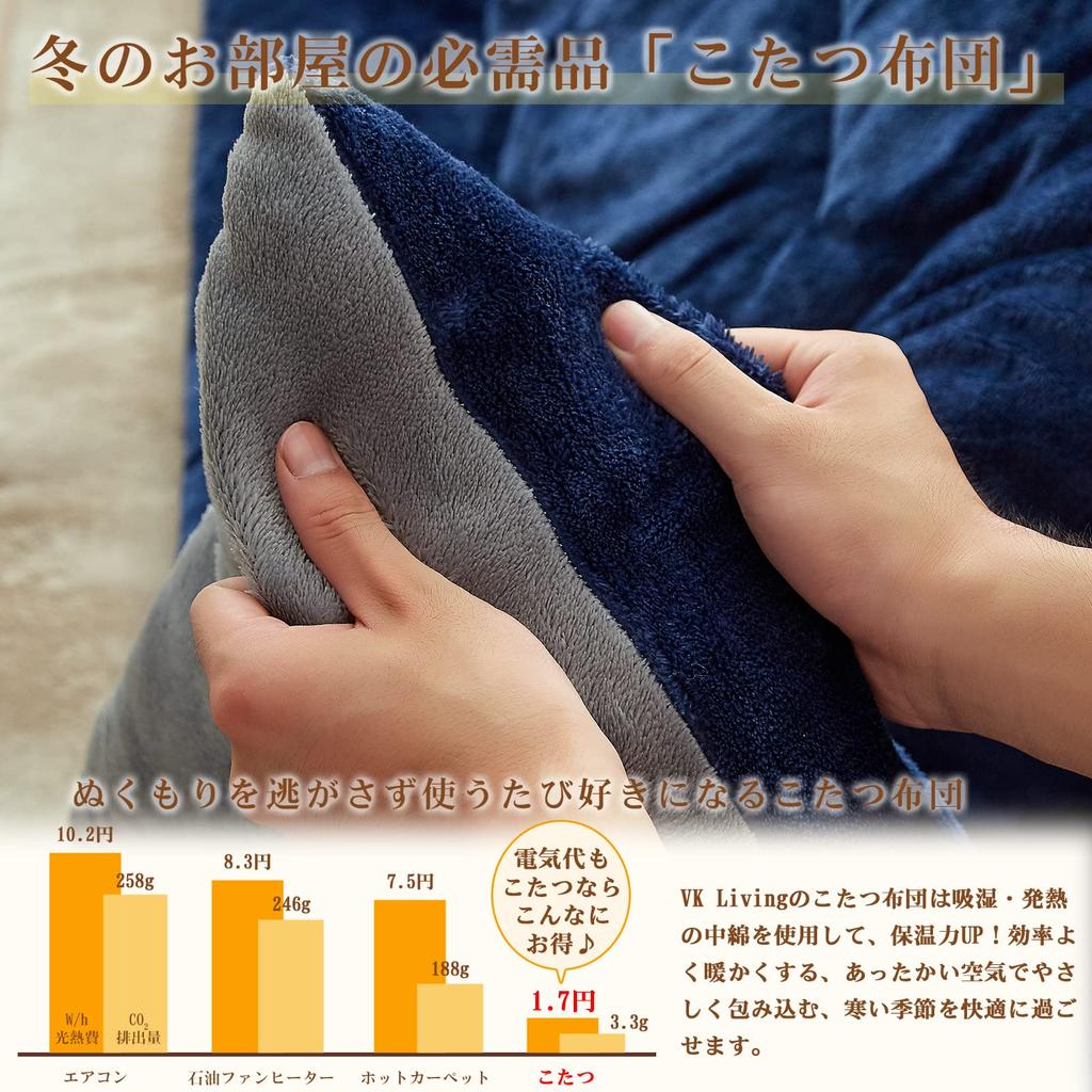 VK Living Kotatsu Futon Square Single Item 185 x 185 см Наполнитель: хлопок LockHeat fiber Водоотталкивающее карманное одеяло Kotatsu