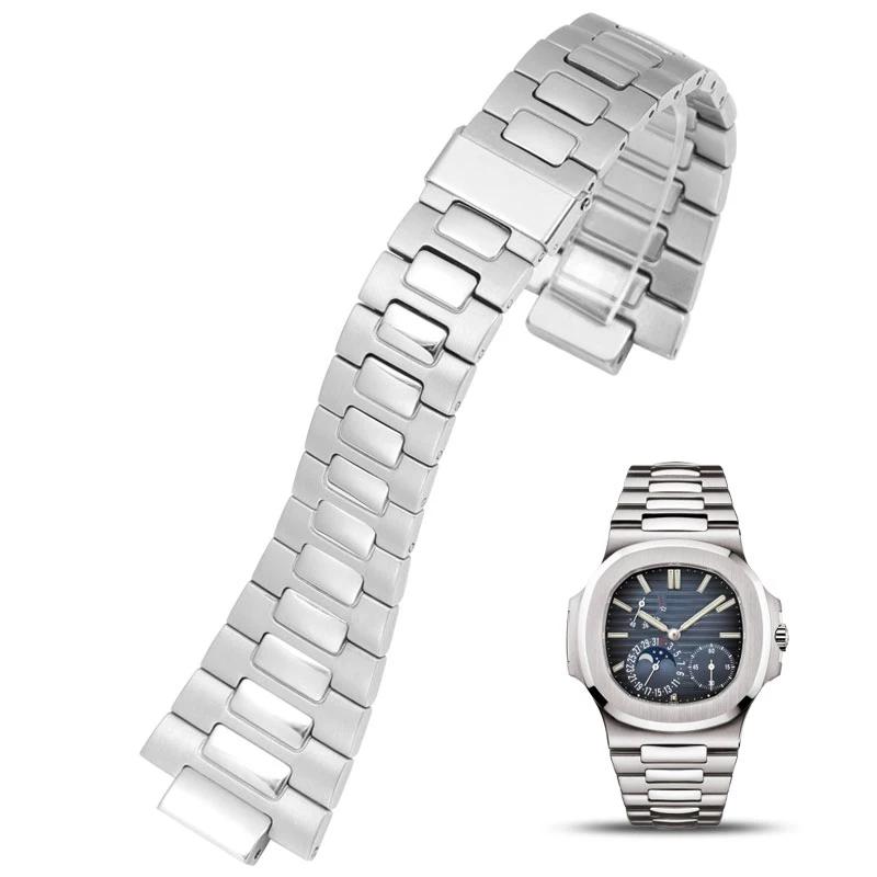 Для часов Patek Philippe Nautilus ремешок мужской 5711/1A010 серия 904 нержавеющая сталь цепь для часов выпуклый рот Ремешок для часов 25мм-13мм