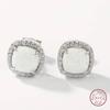 High-Quality S925 Sterling Silver Opal & Zircon Stud Earrings for Women - Fashionable and Simple Design