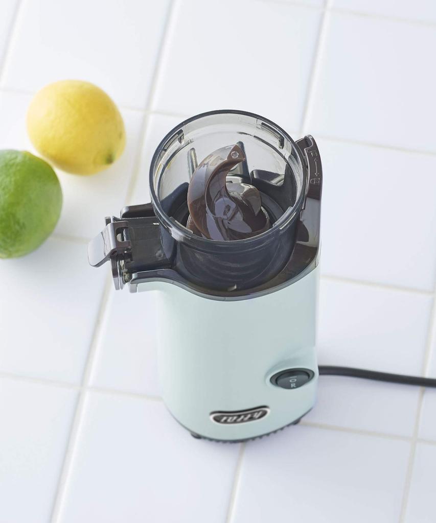 Mini Slow Juicer Small Compact Fruit Vegetable Vitamin Health Habits Keep Freshness Fresh Juice Retro [Toffy] K-BD4 (Pale Aqua) K-BD4-PA