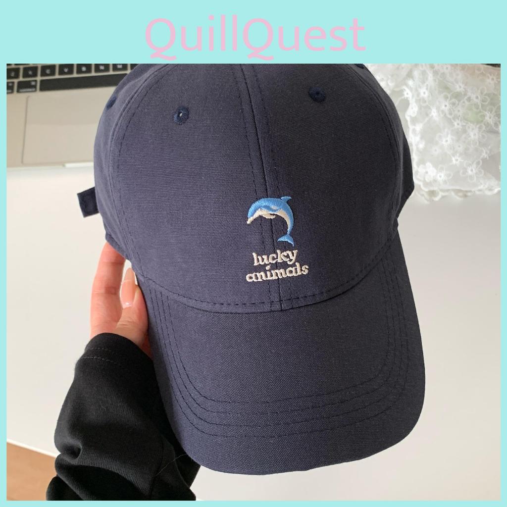 Cap Trendy Baseball With Dolphin And Letter Embroidery Design For Outdoor Wear