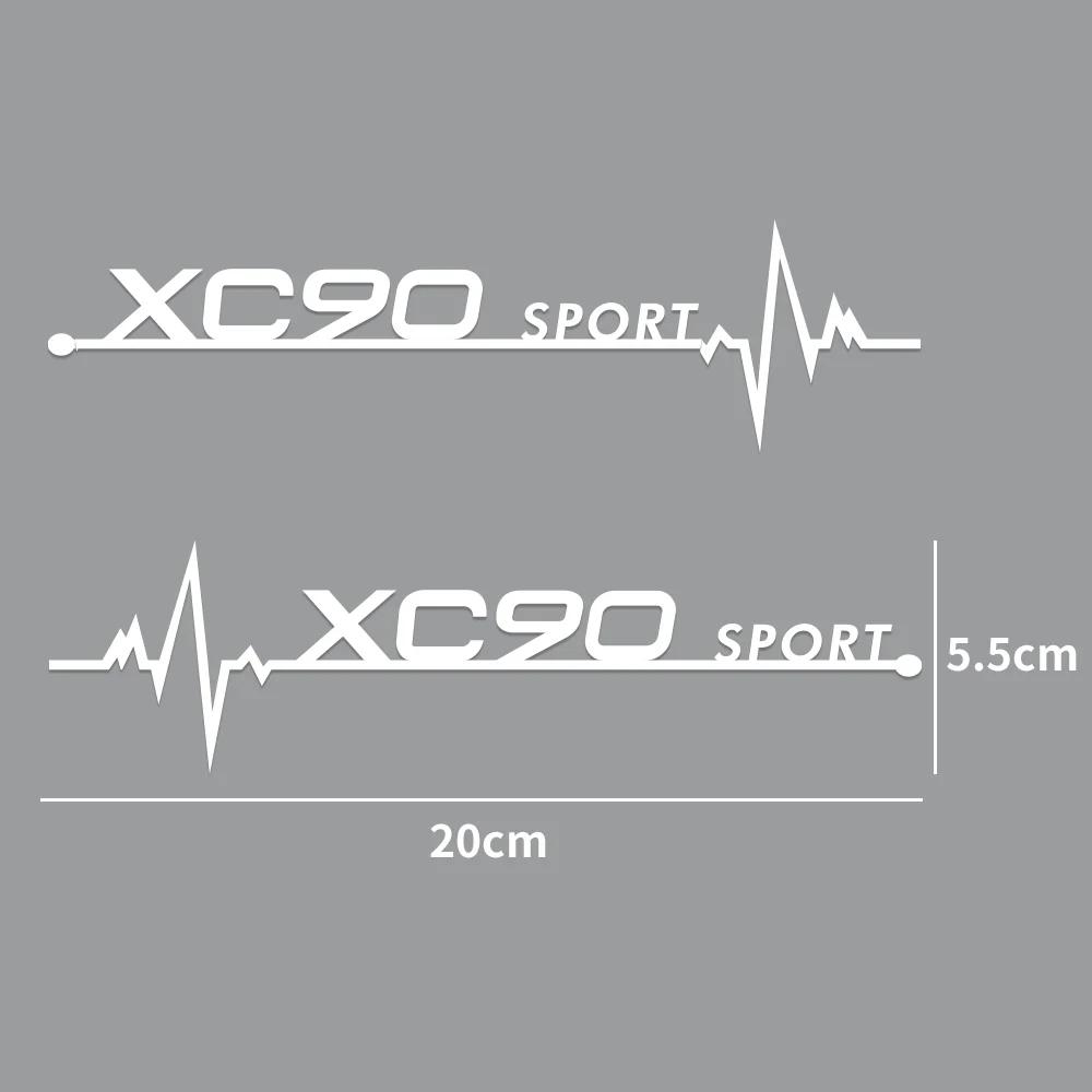 2Pcs Volvo Car Window Body Stickers, Heartbeat Sport Logo Decor Decals for XC40 XC60 XC90 S60 S90 V50 Auto Exterior Accessories