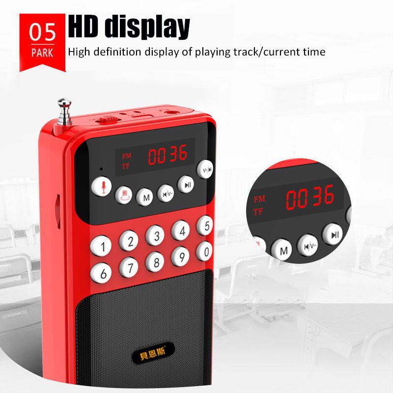 Портативный мини-радио FM-приемник, беспроводной Bluetooth-динамик, TF MP3-плеер с разъемом 3,5 мм, поддержка записи 18650, перезаряжаемый