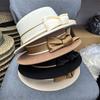 New woolen bow Hepburn style top hat female elegant flat top bucket hat French retro basin hat big eaves hat