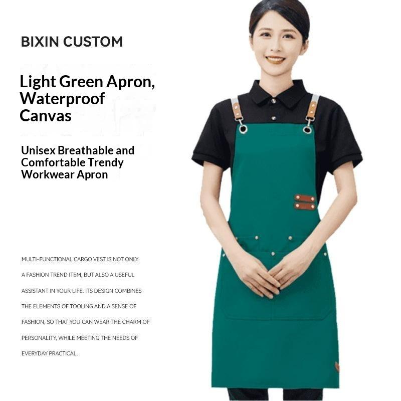 Waterproof Oil-Proof Kitchen Apron With Usb Cable Large Pockets Adjustable Shoulder Strap For Kitchen Cafe Gardening Painting