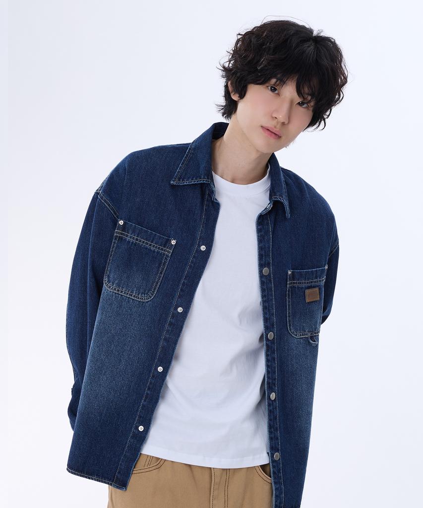 GHOST REPUBLIC Vintage Washed Double Pocket Denim Shirt 3 Colors Gls-716
