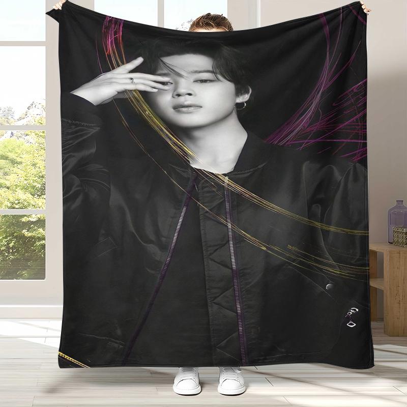 Плед фланелевый Jimin Kpop B-BTS Star, Ультрамягкий теплый плюшевый плед для дома, спальни, кровати, дивана, офиса, кемпинга, пикника, подарок