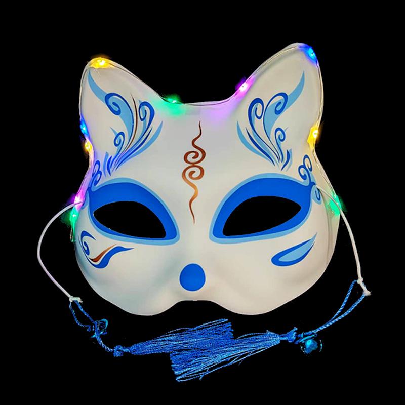 Luminous Cat Fox Mask - Hand-Painted Japanese Style Halloween Party Cosplay for Women