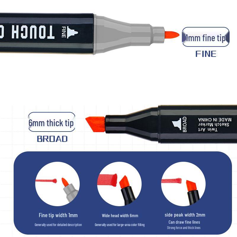 Набор двусторонних спиртовых маркеров TOUCH 80 цветов для детского творчества и рисования манги