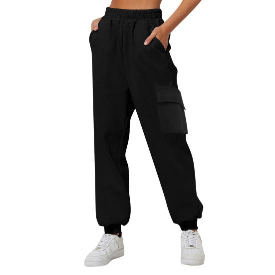 Женские брюки-карго с эластичной резинкой на талии, однотонные, свободные до щиколотки, с несколькими карманами, повседневные мягкие дышащие женские спортивные длинные брюки