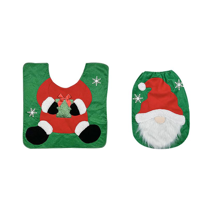 2PC/Set Santa Toilet Seat Cover Christmas Decorations Rug Set Christmas Mats Creative Red Green Gift Multiple Options Available