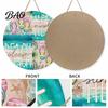 Natural Hemp Rope Sign Round Wooden Door Hanger, Watercolor Beach Welcome Sign, Hello Sunshine Farmhouse Porch Please Wall Plaque for Summer