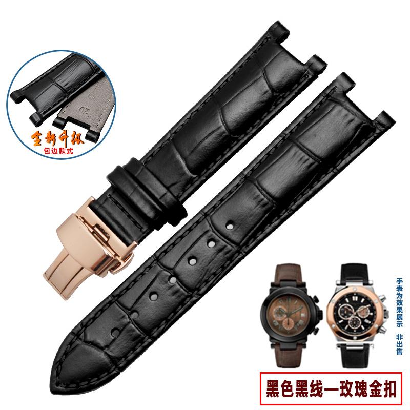 Кожаный ремешок верхнего слоя с тиснением под крокодила из коровьей кожи для YA133309 Gales 20*11 мм 22*13 мм Ремешок для часов Черный Коричневый Мужские аксессуары