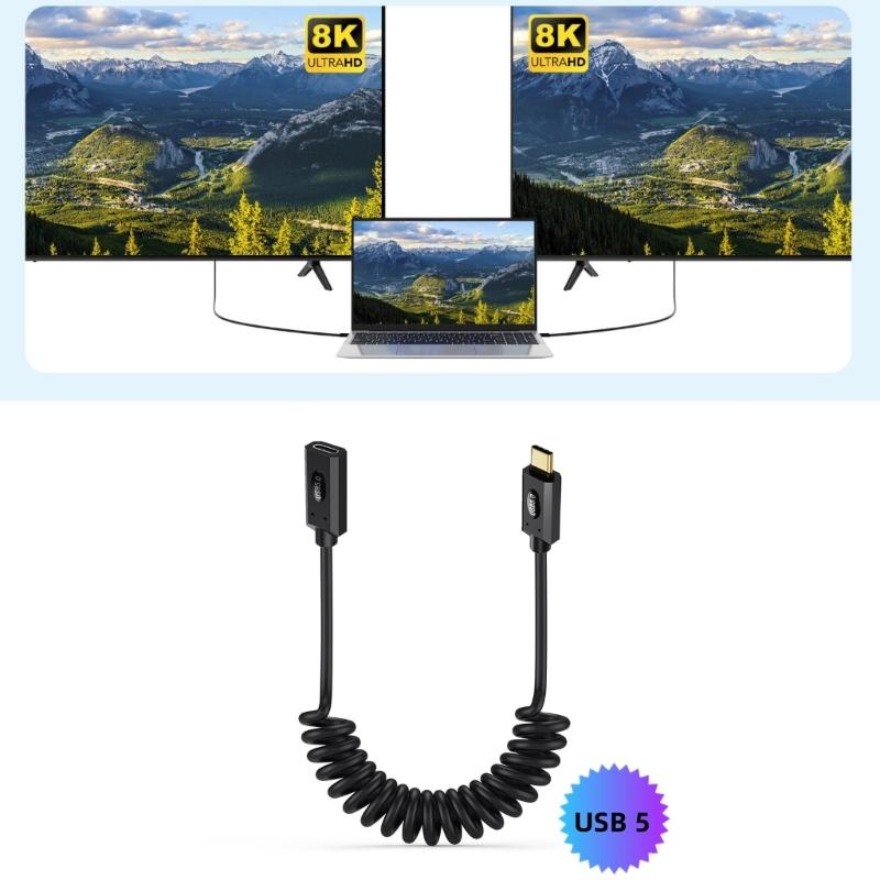 Удлинительный кабель USB5 Type C, 80 Гбит/с, передача данных, двойной дисплей 8K, тройной дисплей 16K 144 Гц, зарядка 240 Вт для ноутбуков, мониторов
