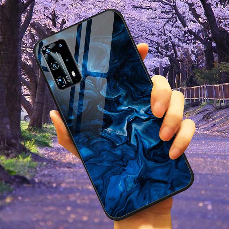 Для Huawei P40 Lite / P40Pro Чехол P 40 Закаленное Стекло Звездный Мрамор Жесткая Задняя Крышка для Huawei P40 Pro / P40Lite E Чехлы Coque