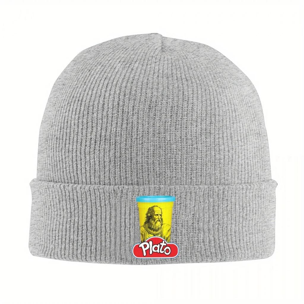 Plato Play Doh Philosophy Pun Warm Knitted Cap Fashion Bonnet Hat Autumn Winter Outdoor Beanies Hats for Unisex Adult