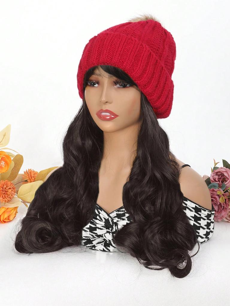 Синтетический парик шапка бини 18 дюймов длинный кудрявый женский парик вязаная шапка зимняя шапка