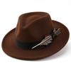 Fedora Hat Feather Fedora Hat Dress Up Jazz Hat Retro Woolen Top Hat  Party Photo Props