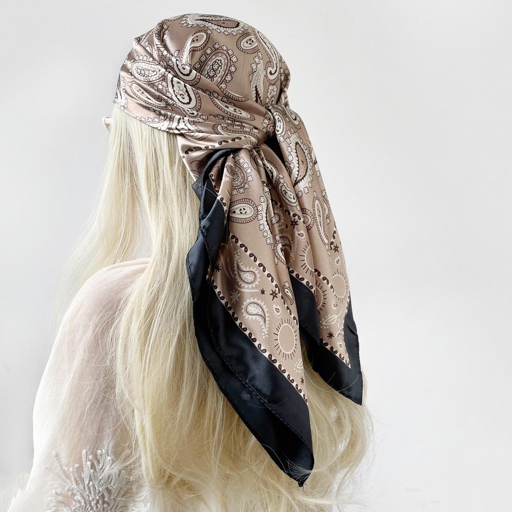 Новый шелковый шарф женский шарф с принтом кешью шарф-накидка атласный шарф атласный шарф большой квадратный шарф-шаль