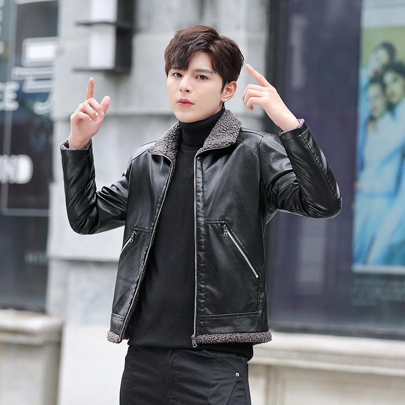 Winter Fleece Thickened Leather Jacket Men's Lapel Large Size Fur Jacket Sweater Integrated Men's Jacket