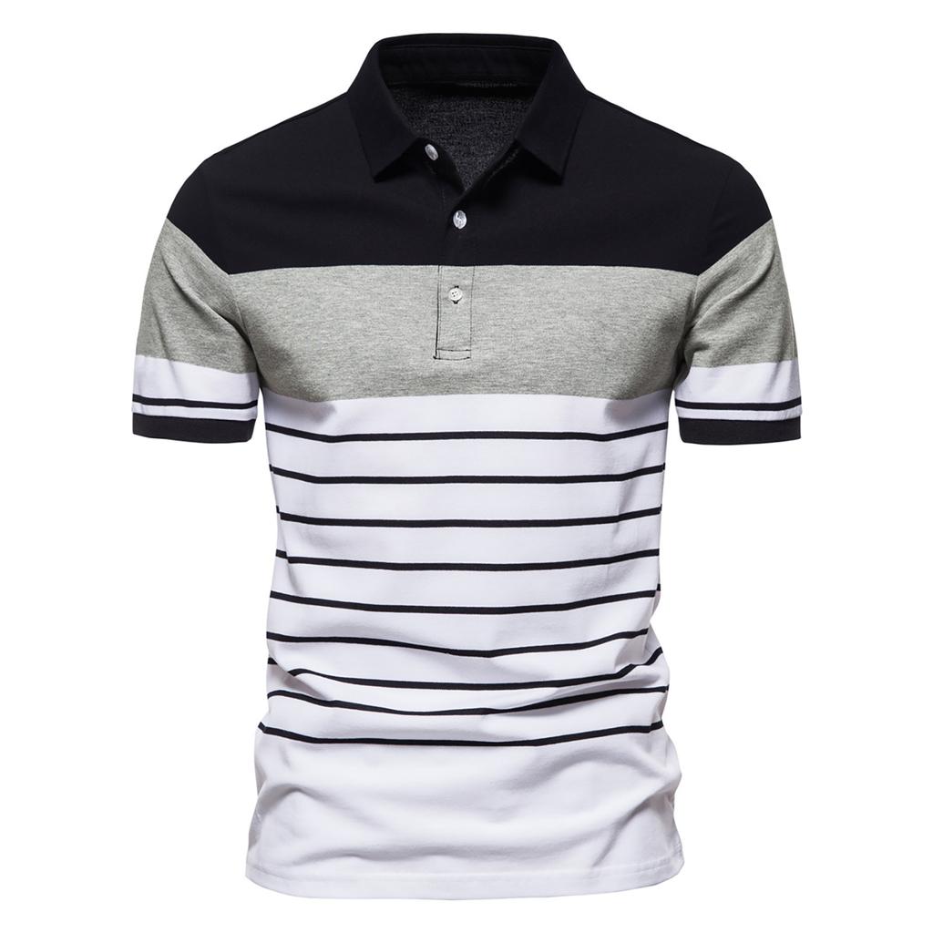 Мужская рубашка, модная повседневная футболка с короткими рукавами и отворотами, мужская футболка