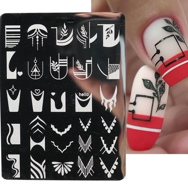 French Style Nails Art Stamp Plates Leaf Flower Stainless Steel Stencils Nail Printing Image Manicure Stamping Tools