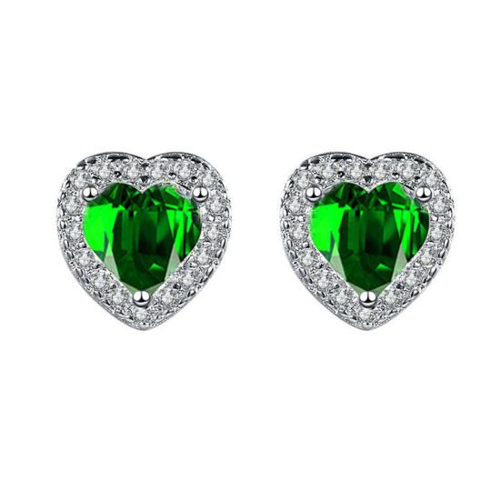 Heart Shape Earrings Full Diamond Effect Micro-Setting Love Zirconia Stud Earrings Romantic Jewelry for Women Girls Everyday Wear Anniversary Gift
