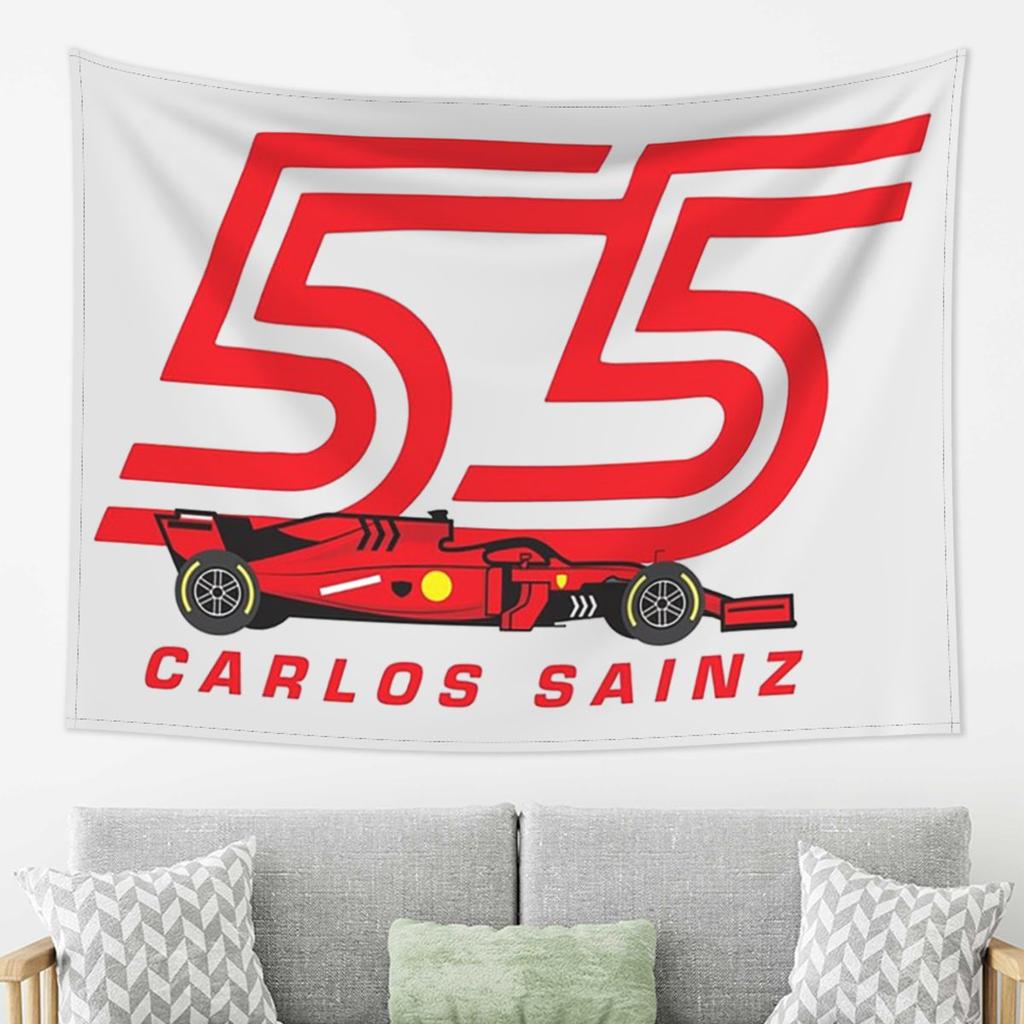 Carlos Sainz Jr F1 Signature Graphic Tapestry Wall Hanging Aesthetic Home Decoration Tapestries for Living Room Bedroom