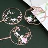 1Pcs Vintage Chinese Style Fan Shape Flower Cat Tassels Metal Bookmarks Book Marker Page Holder Gift Stationery School Supplies