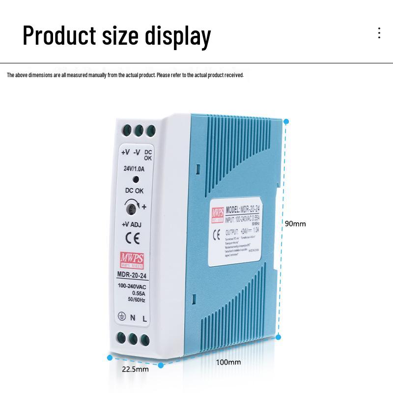 Ultra-thin DIN Rail Switching Power Supply MDR-20: 24V/1A, 10W/20W, 5V/24V, 220V to 12V Converter