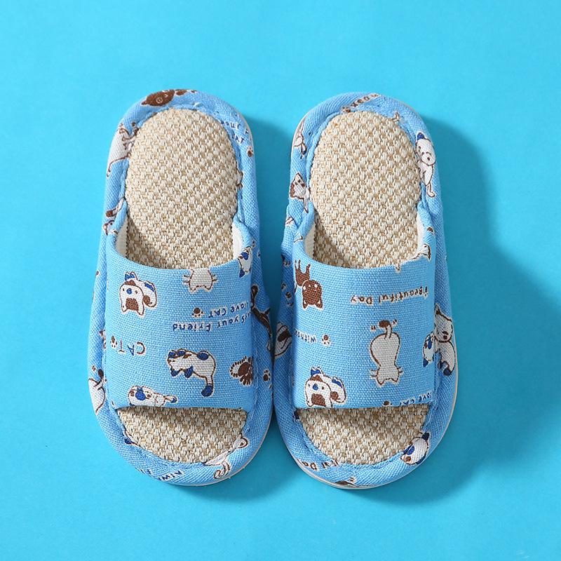 Kids' Soft, Non-Slip Indoor Slippers - Linen and Cotton for Spring & Summer