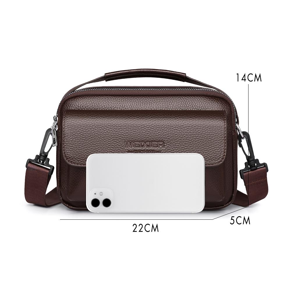 WEIXIER Leather Messenger Bag for Men Waterproof Large Capacity Crossbody Shoulder Briefcase with Adjustable Strap Business Travel Office Work