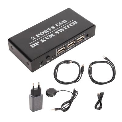DisplayPort KVM-переключатель 2 порта 4K 60 Гц двухрежимный алюминиевый сплав Plug and Play KVM-переключатель для