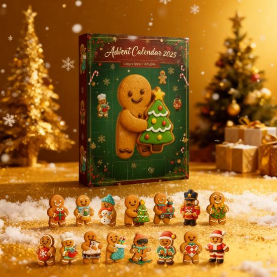 Gingerbread Cookies Advent Calendar 2025 24 Days Christmas Countdown with Mini Ornaments Set Holiday Gift for Kids And Family