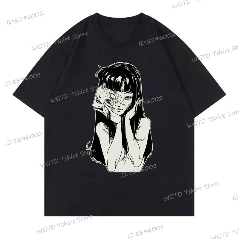 New Anime Tomie Print Top Tees Men Women Vintage Print Streetwear Hip Hop Tshirt Fashion Comic Tomie Y2K Graphics T-shirt Unisex