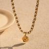 18k Gold Stainless Steel Pearl Coin Pendant Necklace - Trendy European & American Influencer Style Jewelry