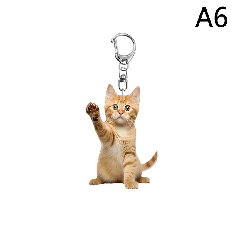 1 шт., черно-белый брелок в виде кошки, 2D акриловый кулон в виде кошки, двухсторонний дизайн, брелок в виде животного для рюкзаков и подарков