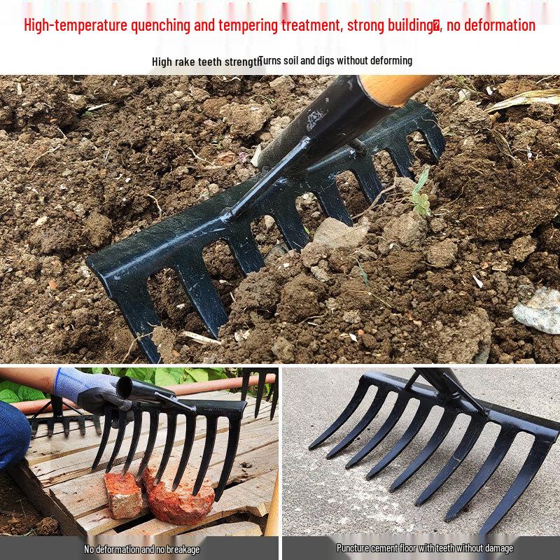 8-Tooth Garden Rake with 1.4m Wooden Handle