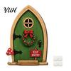 Christmas Wall Decorations Fairy Door Decoration, Solid Wood with Adhesive Backing Design, Rustic Crafts Miniature Tiny for Tree Trunks And