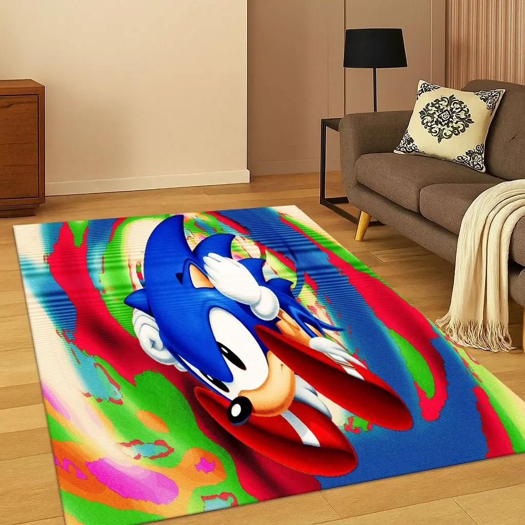 Классический ковер-ковер с изображением ежика из мультфильма S-Sonic для спальни, гостиной, дивана, домашнего декора, детский коврик с нескользящей основой, подарок