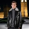 Men's Genuine Sheepskin Goose Down Leather Jacket with Mink Fur Collar