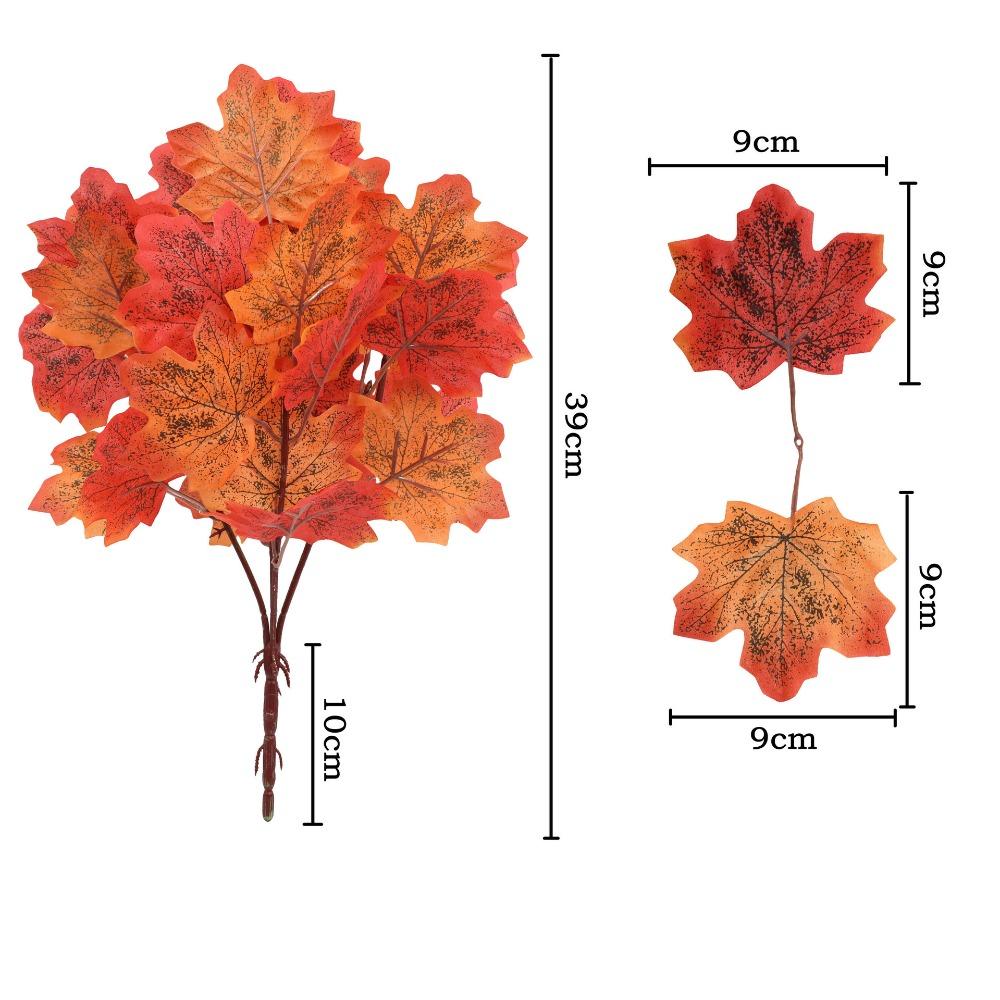 2PCS Fabric Autumn Fallen Decor Maple Leaf Shape Simulated Maple Leaf Garland for Thanksgiving