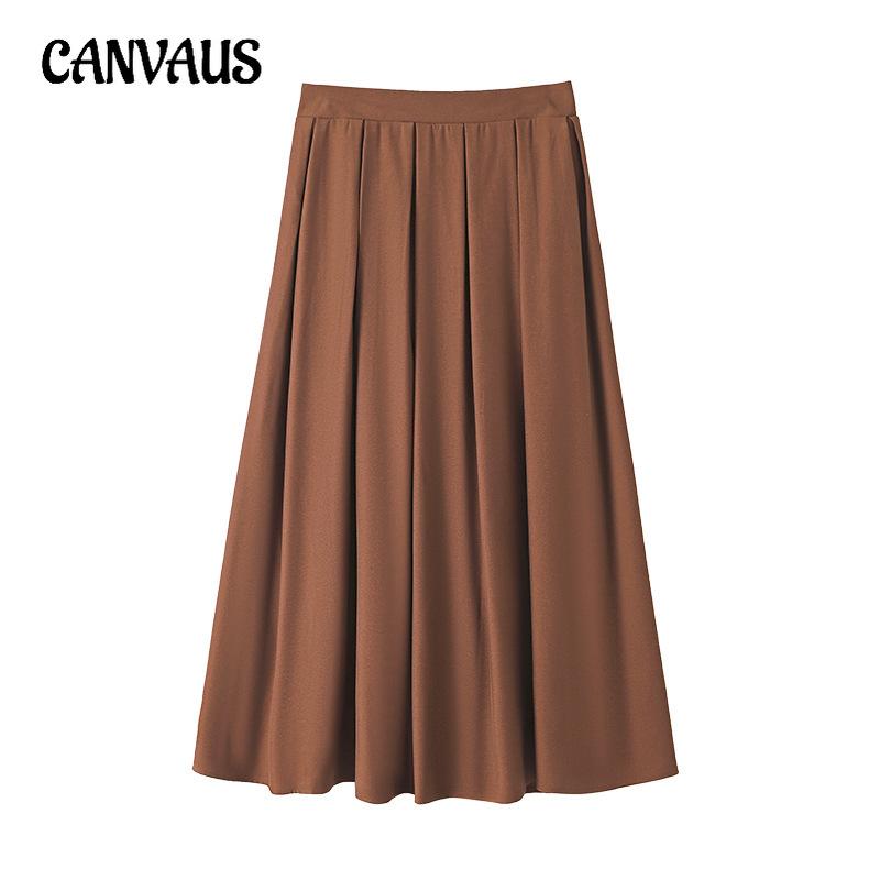 Plus Size Women's High Waist Pleated A-line Half-body Skirt Commuter Style Spring and Autumn New Elastic Waist Skirt