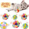 3/60 шт. Игрушки для кошек Мячики с колокольчиками, Цветные помпоны для кошек, Блестящие мячики с мишурой, Интерактивная игрушка для домашних кошек и котят